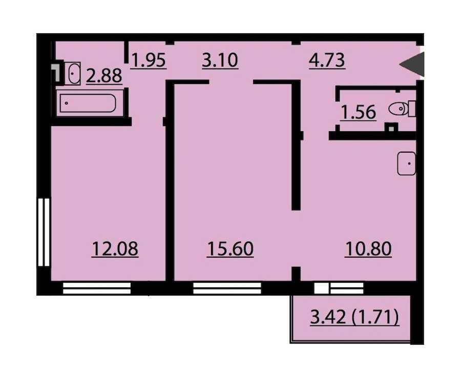 Двухкомнатная квартира в Группа ЛСР: площадь 54.41 м2 , этаж: 7 – купить в Санкт-Петербурге